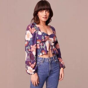 Band of the Free Floriane Floral Long Sleeve Crop Blouse Size XS NWT